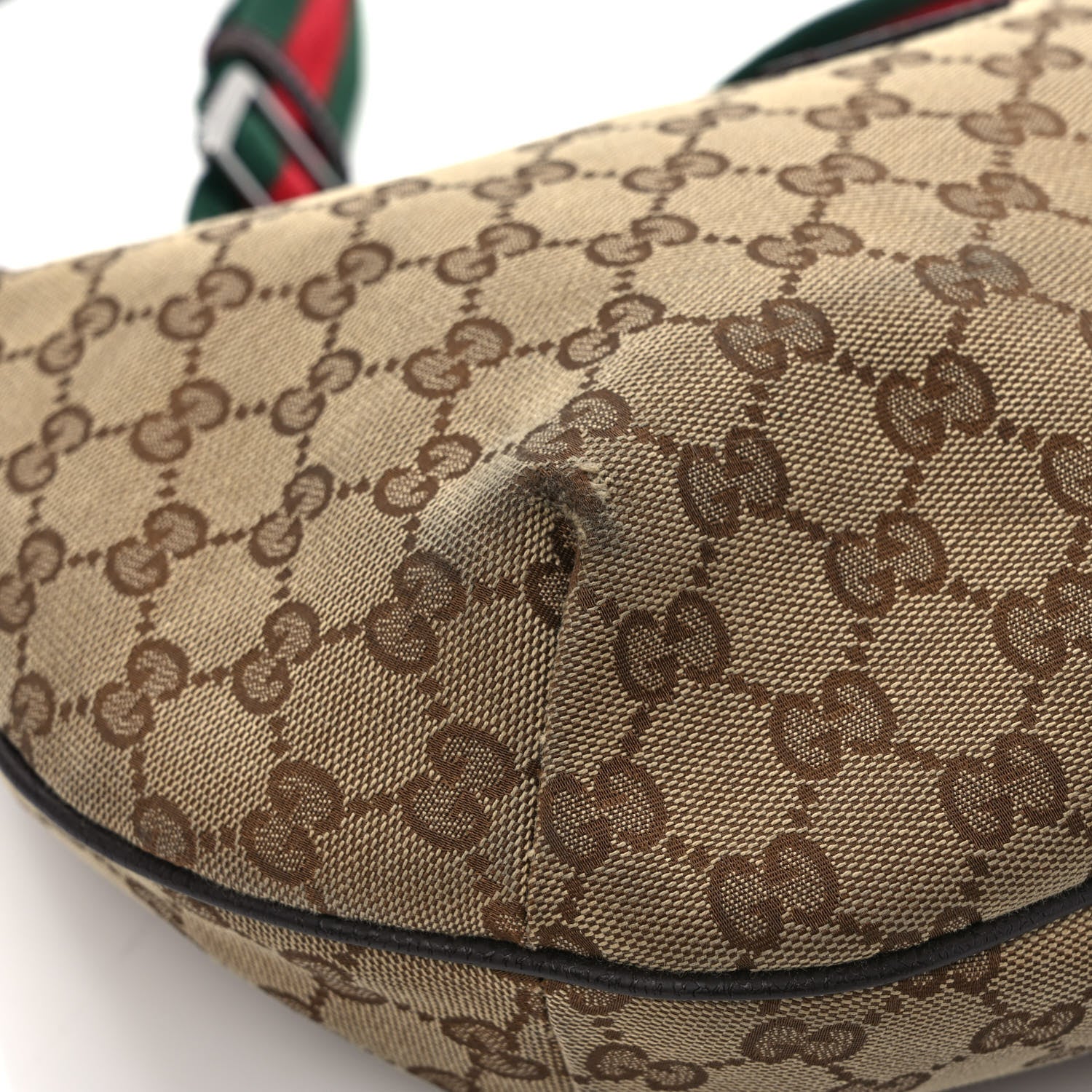 Gucci Monogram Web Medium Half Moon Hobo Dark Brown 10 of 12