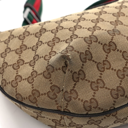 Gucci Monogram Web Medium Half Moon Hobo Dark Brown 10 of 12