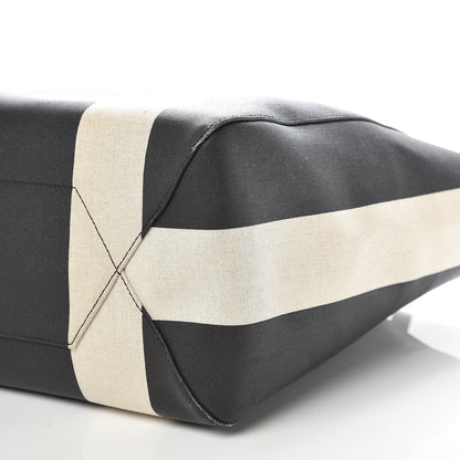 MCM Canvas Stripe Shopper Tote Black White 10 of 14