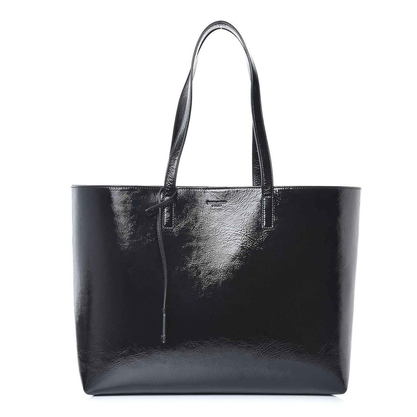 Patent Calfskin Large Shopping Tote Black