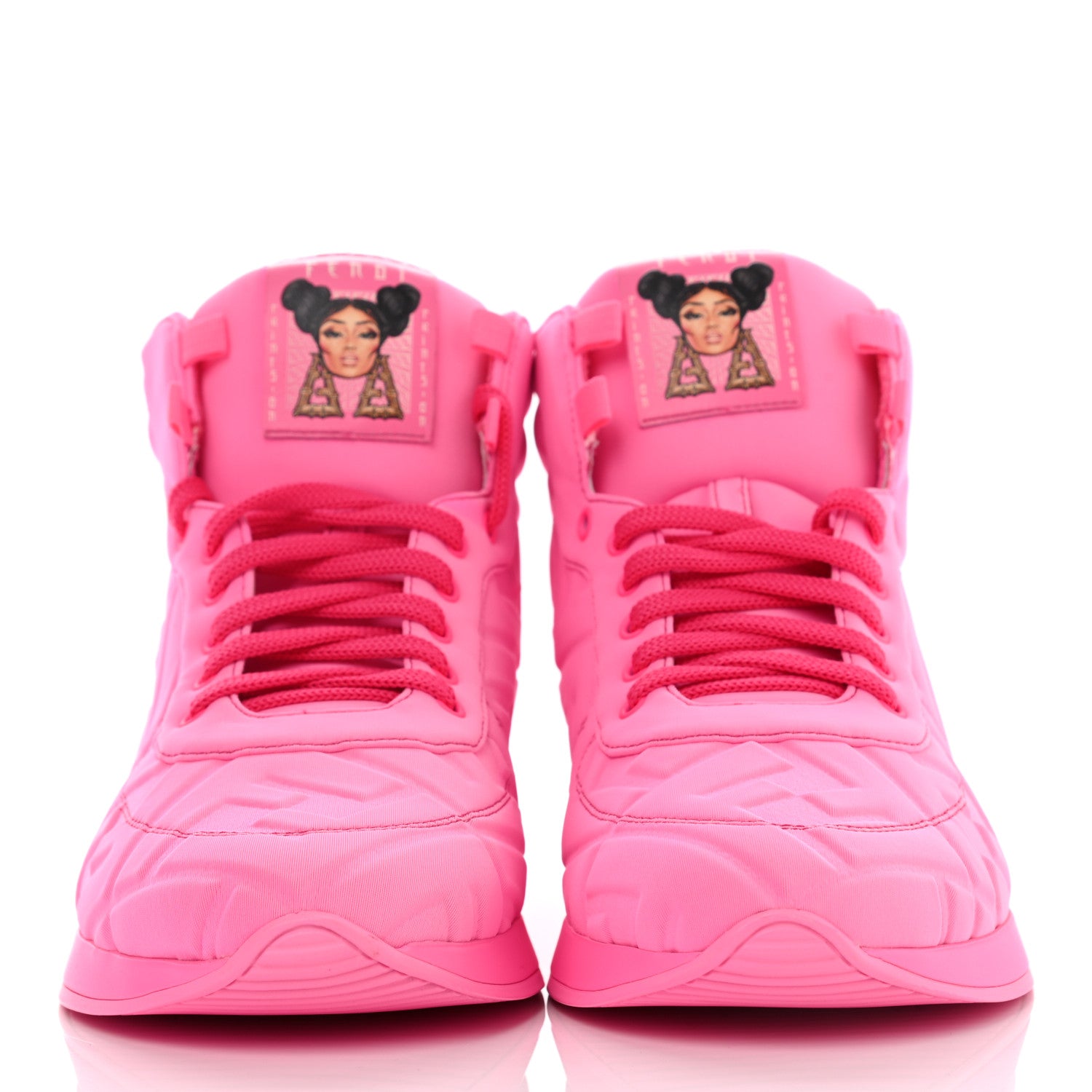 Fendi X NICKI MINAJ Lycra Macro FF Embossed Prints On High Top Sneakers 38 Pink 2 of 8