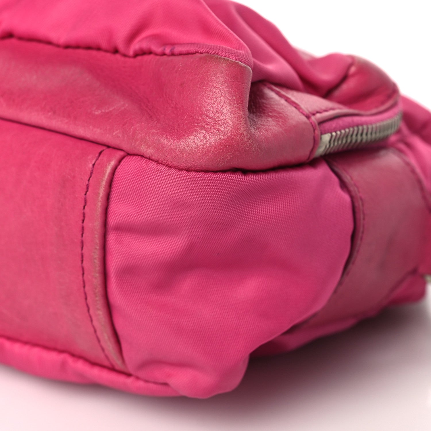 Prada Tessuto Nylon Saffiano Double Pocket Shoulder Bag Pink 8 of 10