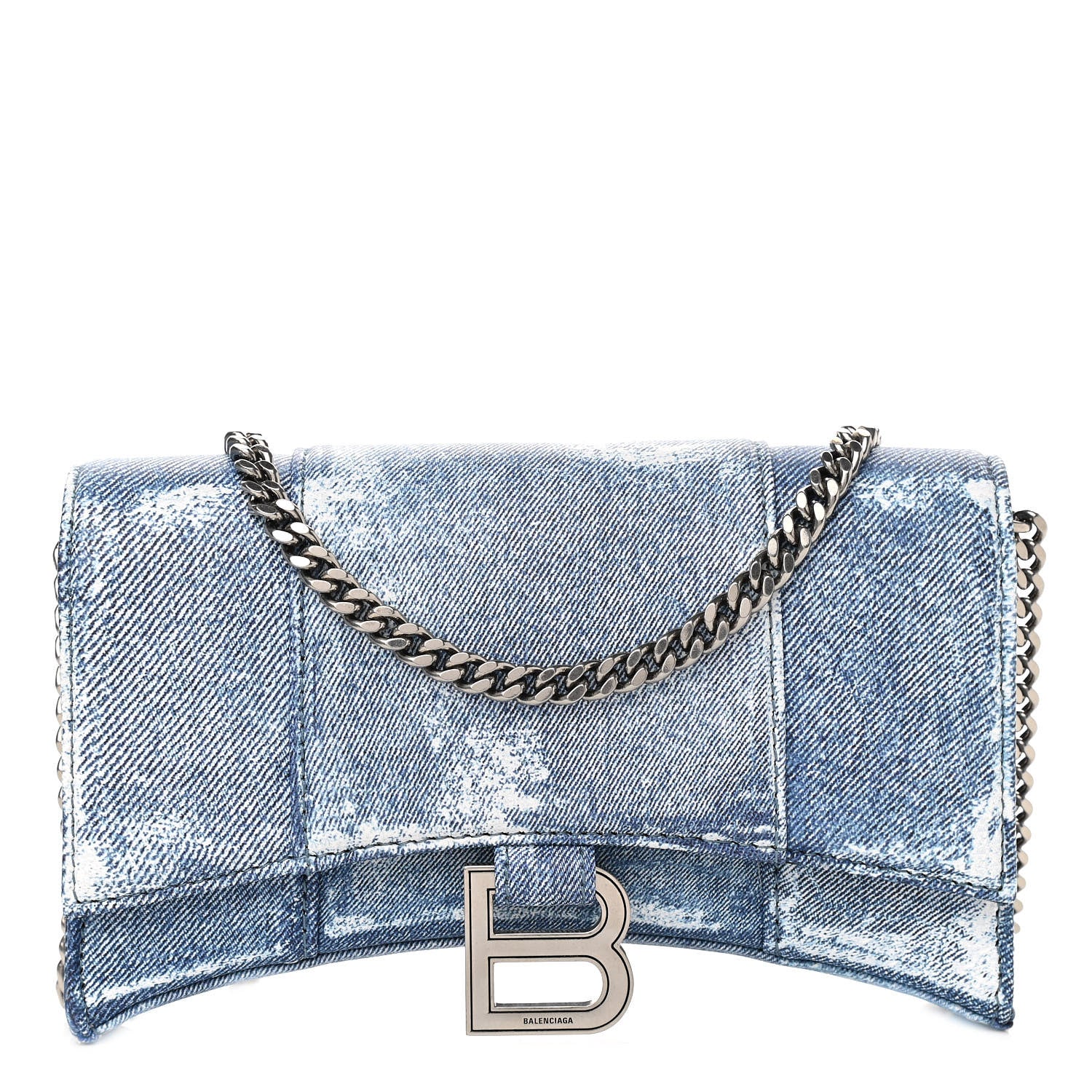 Balenciaga Nappa Denim Printed Hourglass Chain Bag Denim Blue 1 of 9