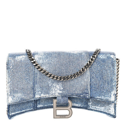 Balenciaga Nappa Denim Printed Hourglass Chain Bag Denim Blue 1 of 9