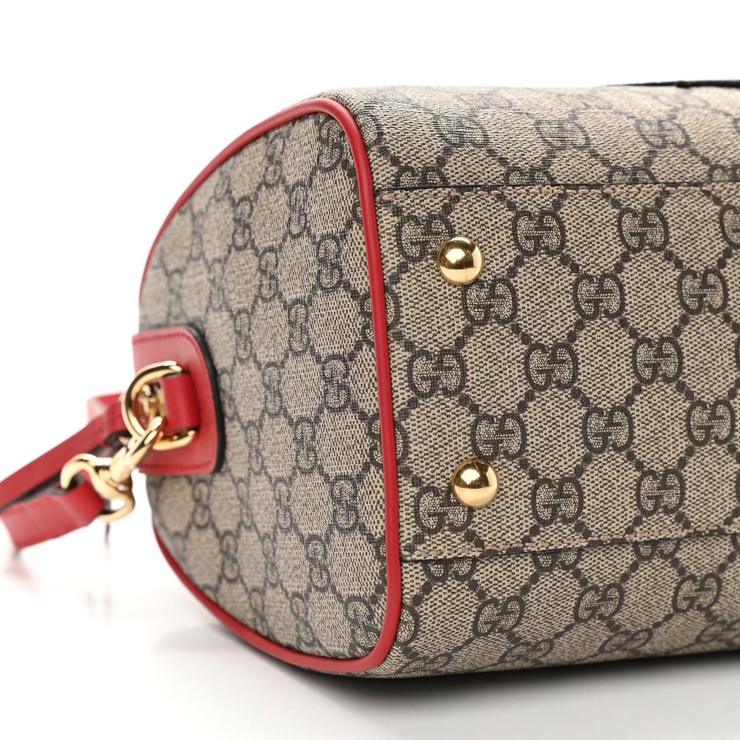 GG Supreme Monogram Kingsnake Heart Embroidered Small Boston Red
