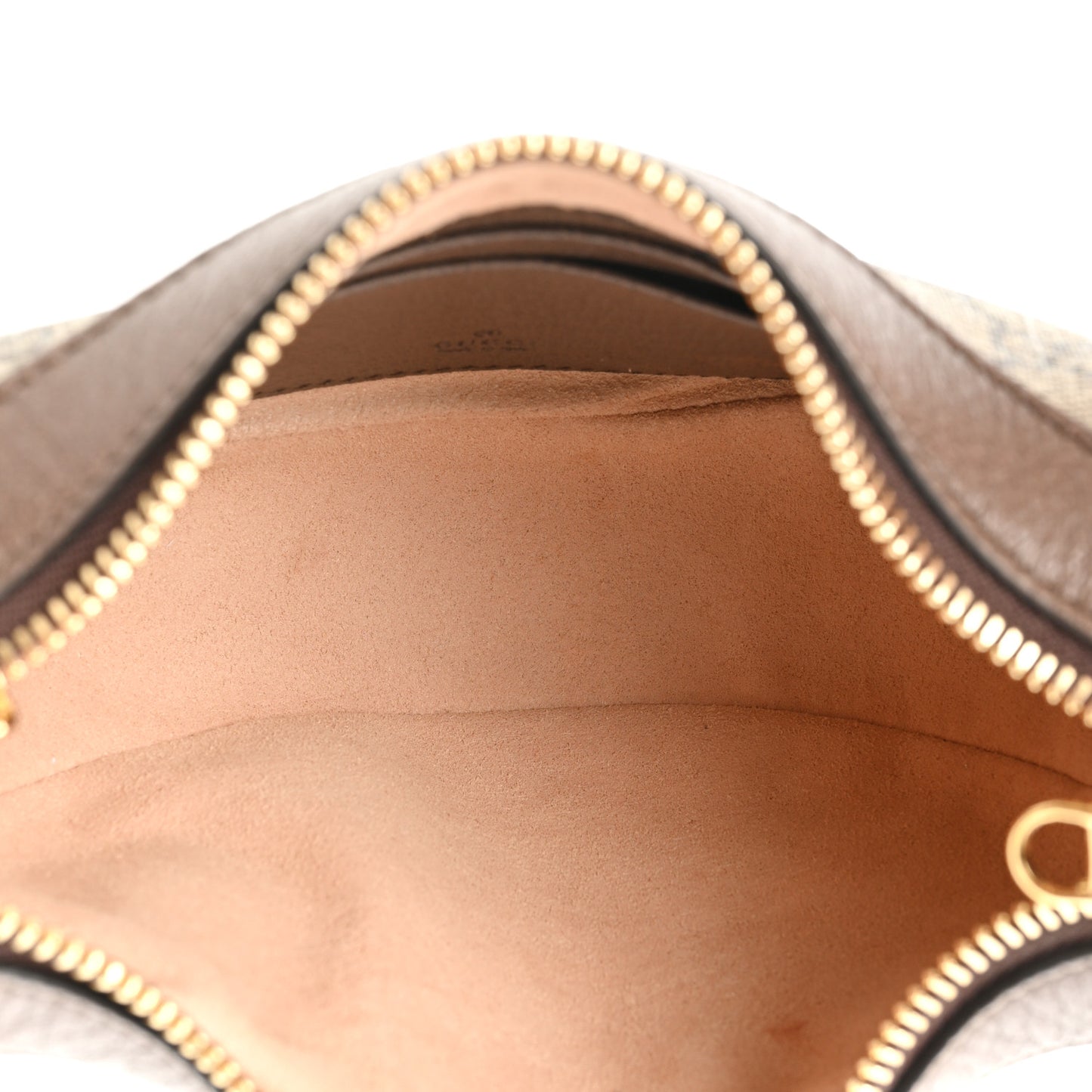 GG Supreme Monogram Textured Calfskin Web Mini Ophidia Half Moon Hobo Beige Ebony New Acero