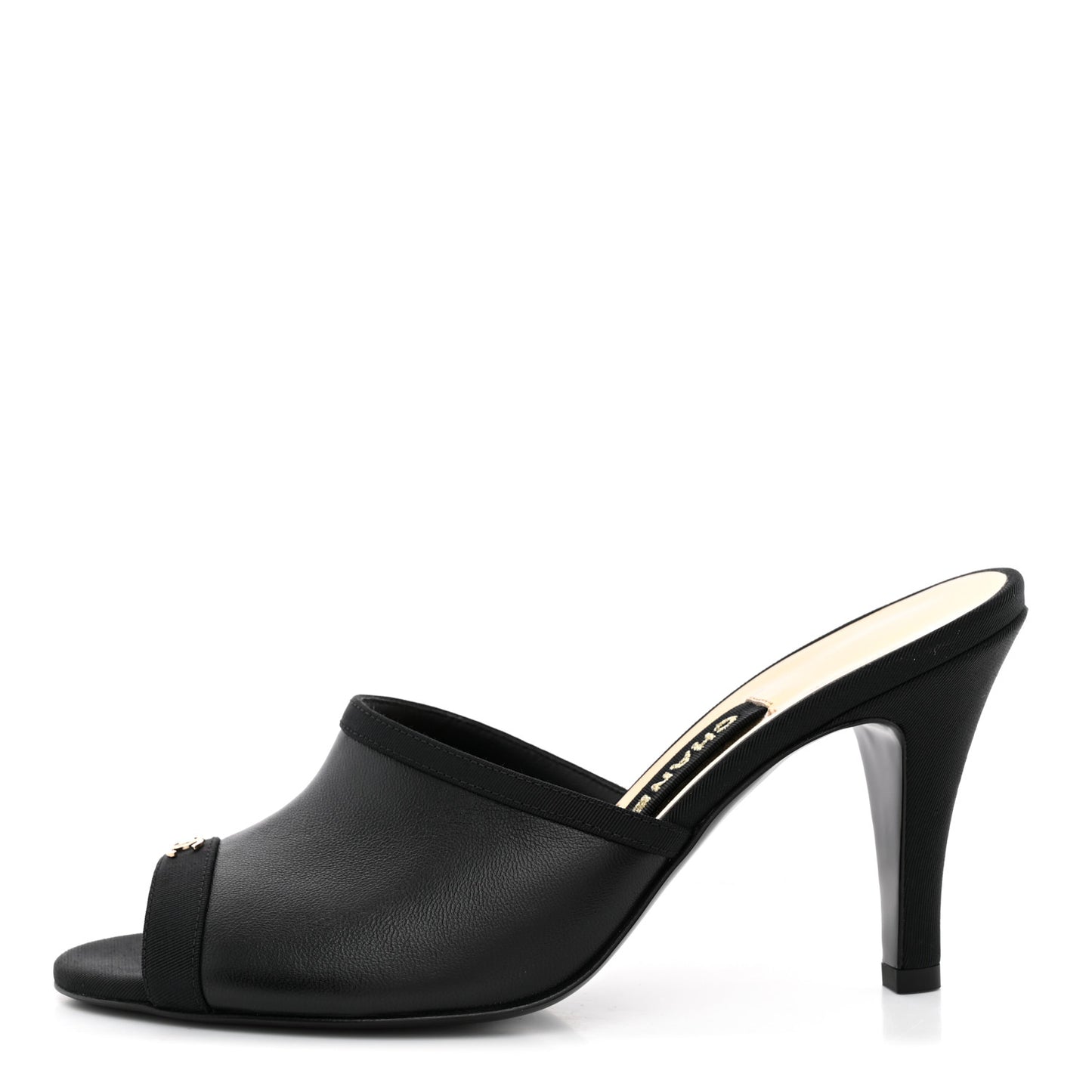 Lambskin Grosgrain CC Mules 36 Black