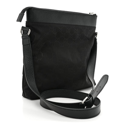 Gucci Nylon Monogram Dollar Calfskin Flat Messenger Bag Black 3 of 9