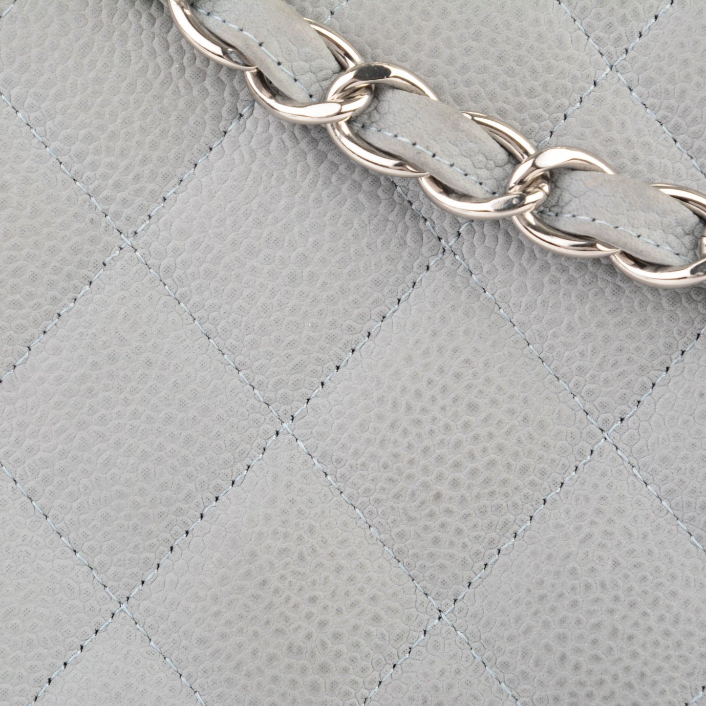 Iridescent Caviar Jumbo Double Flap Light Blue