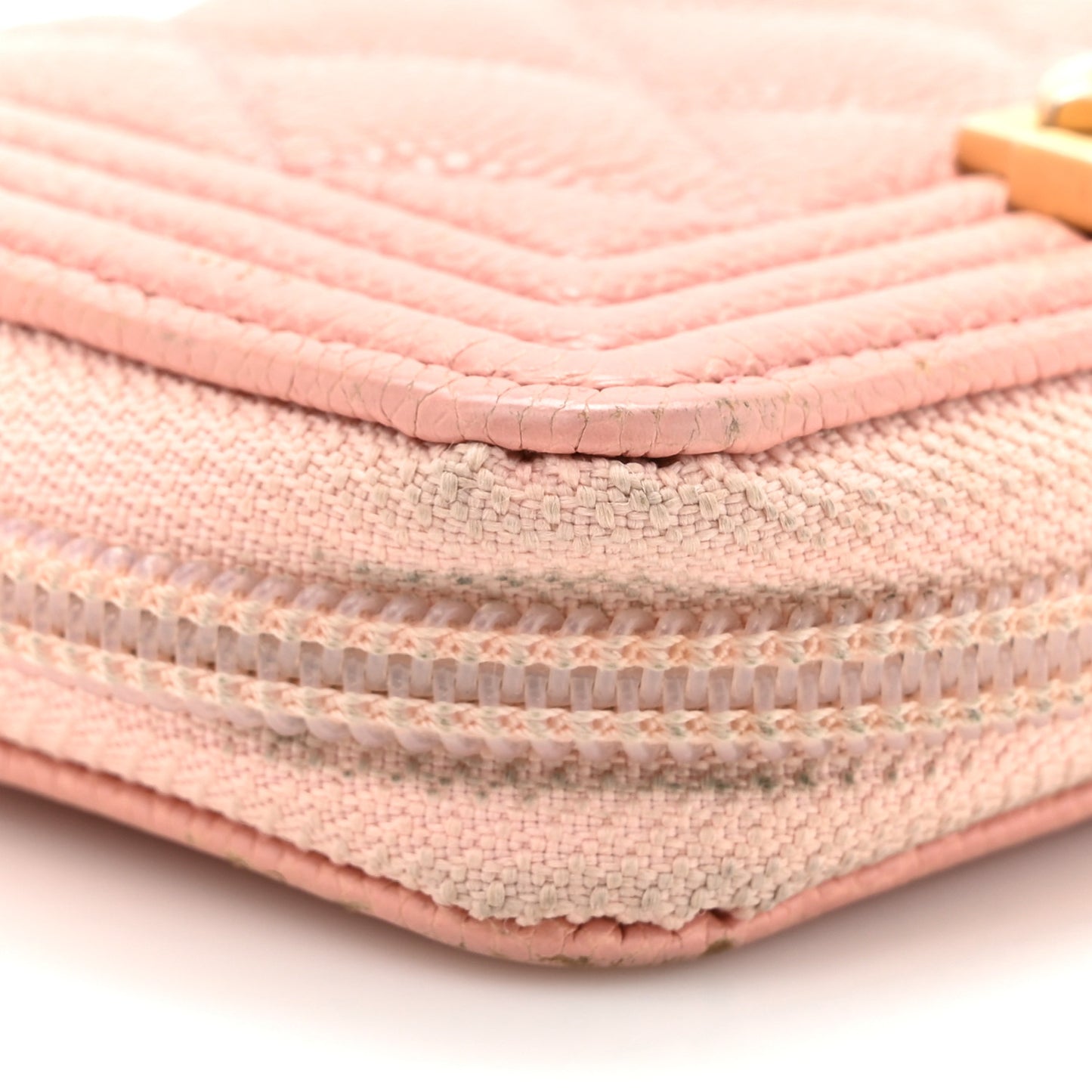 Caviar Quilted Boy Zip Around Coin Purse Wallet Light Pink