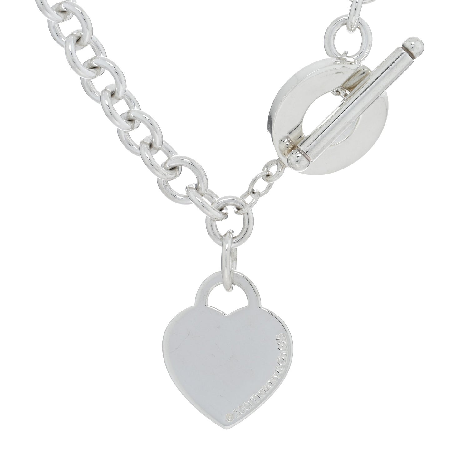 Sterling Silver Heart Tag Toggle Necklace