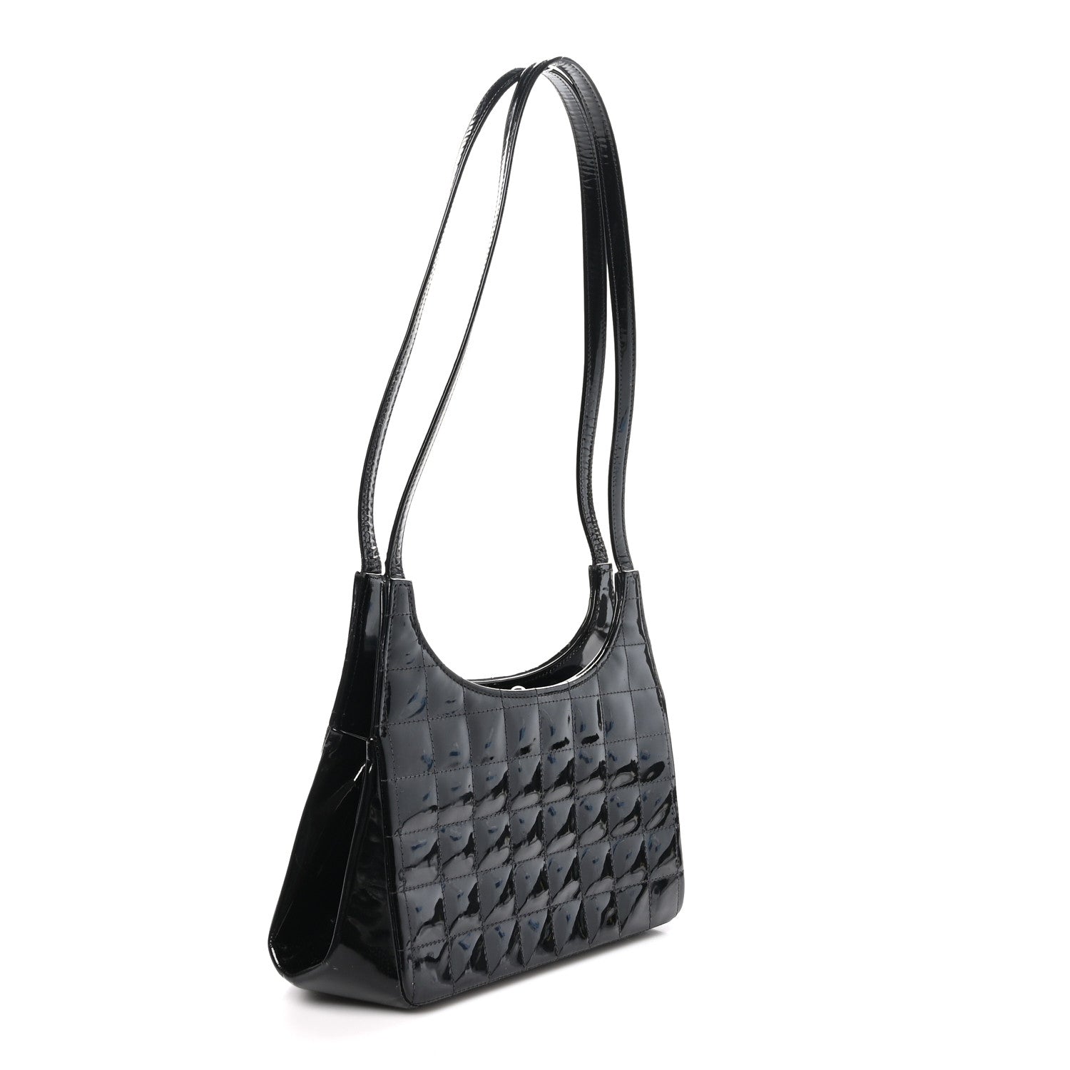 Chanel Patent Chocolate Bar Quilted CC Shoulder Bag Black 3 of 10