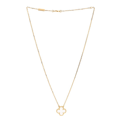Van Cleef & Arpels 18K Yellow Gold Mother of Pearl Vintage Alhambra Pendant Necklace 3 of 8