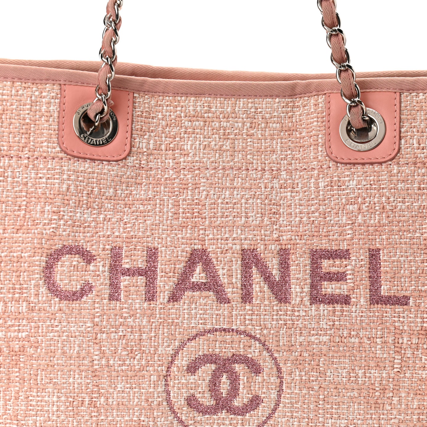 Lurex Boucle Small Deauville Tote Pink