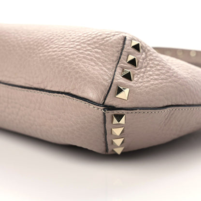 Valentino Garavani Pebbled Calfskin Small Rockstud Flip Lock Hobo Poudre 6 of 9