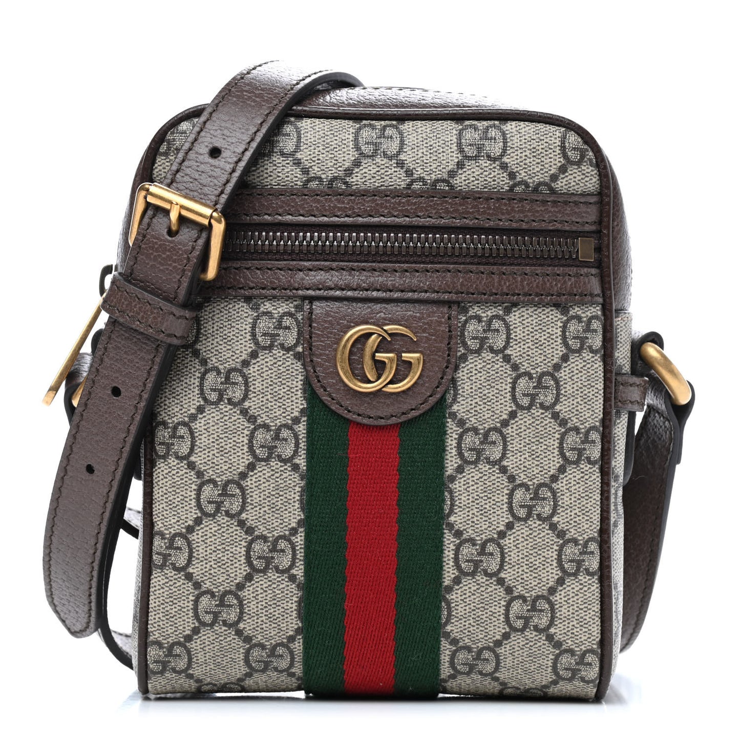 GG Supreme Monogram Web Mini Ophidia Messenger Brown
