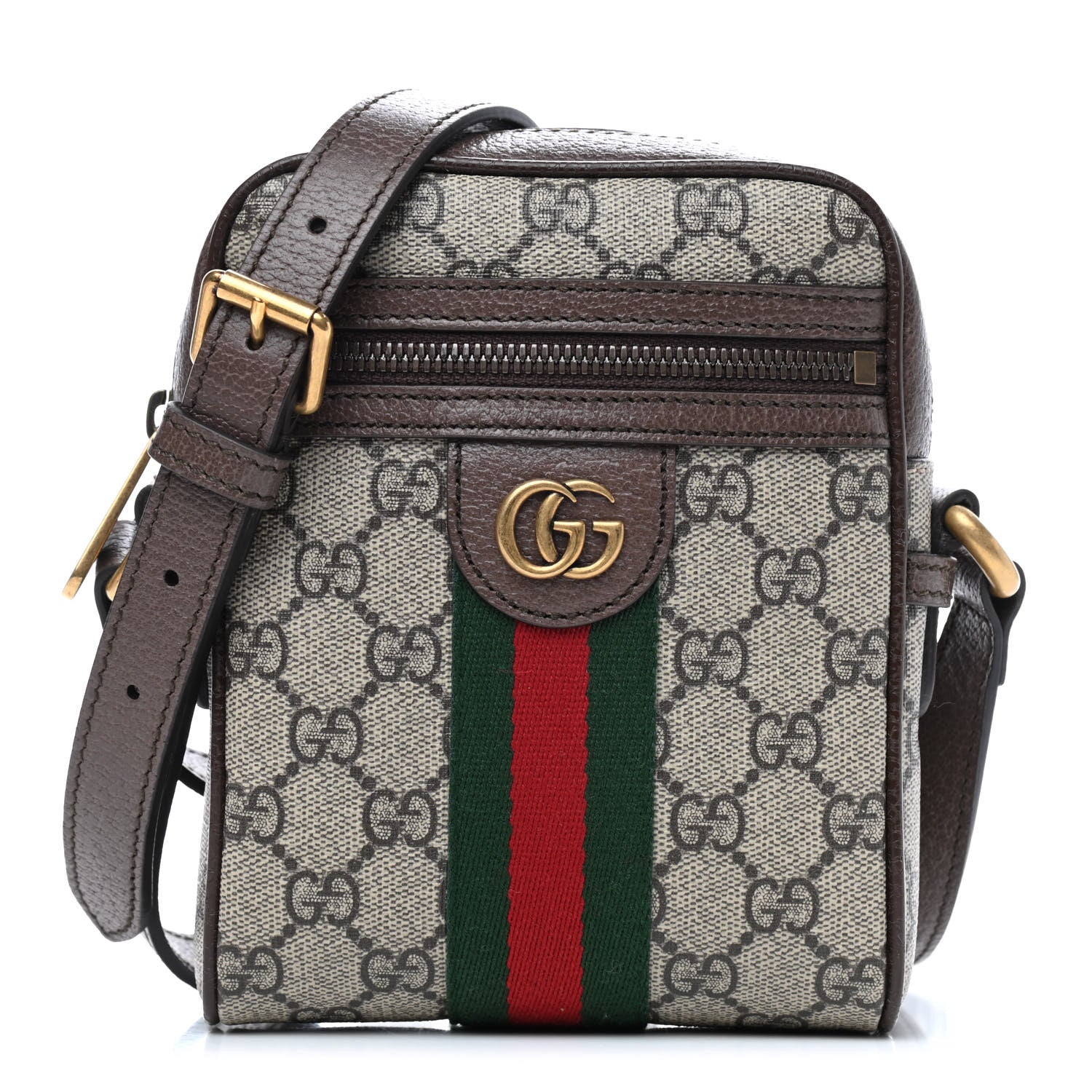 Gucci GG Supreme Monogram Web Mini Ophidia Messenger Brown 1 of 8