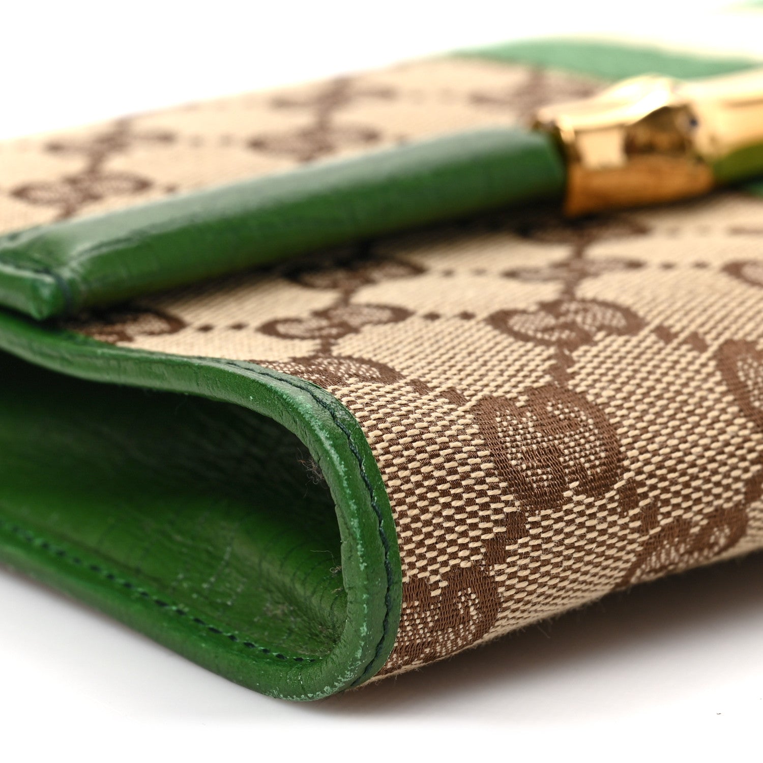 Gucci Monogram Bamboo Web Clutch Green 6 of 7