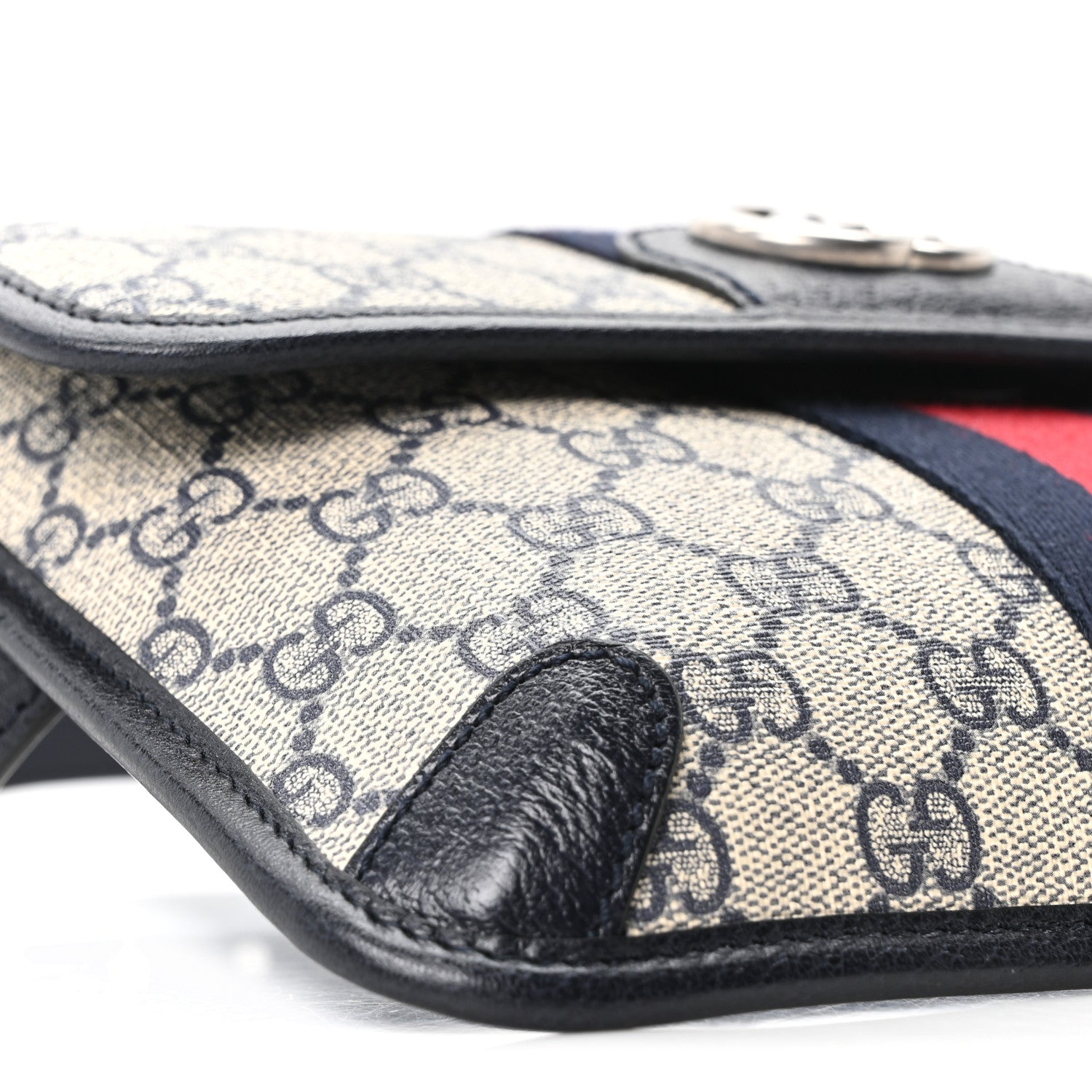 Gucci GG Supreme Monogram Web Small Ophidia Belt Bag 90 36 Beige Navy 9 of 10