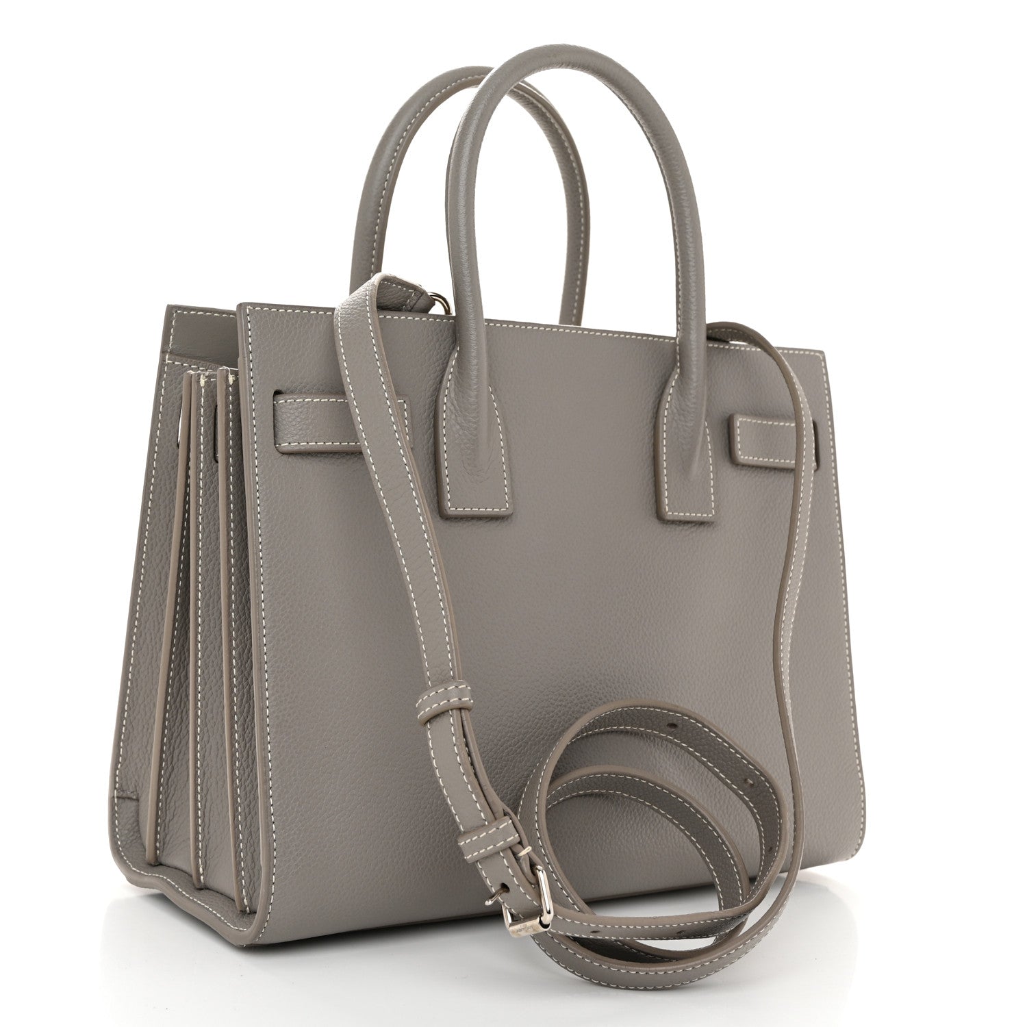 Saint Laurent Grained Calfskin Topstich Baby Sac De Jour Fog 3 of 11