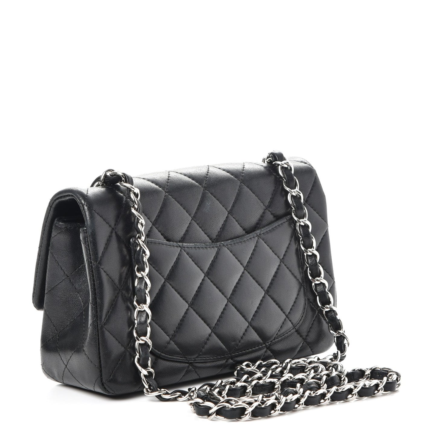 Lambskin Quilted Mini Rectangular Flap Black