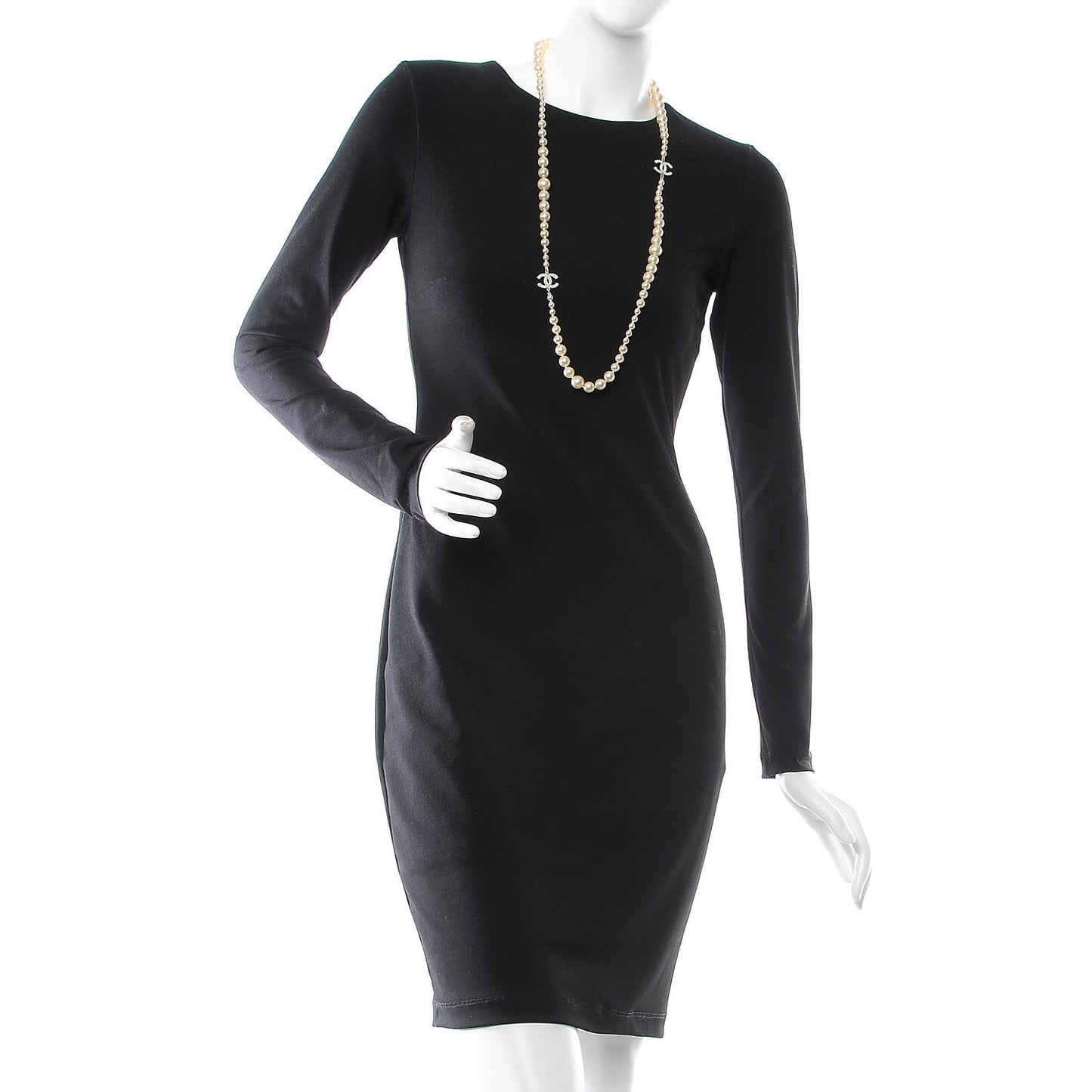 Pearl CC Long Necklace Silver