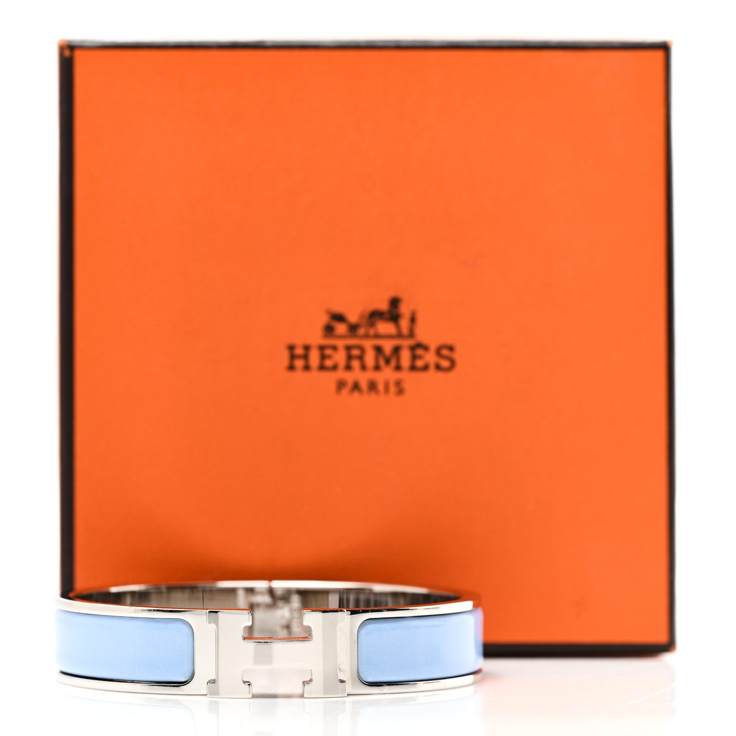 Enamel Narrow Clic Clac H Bracelet PM Bleu Chemise