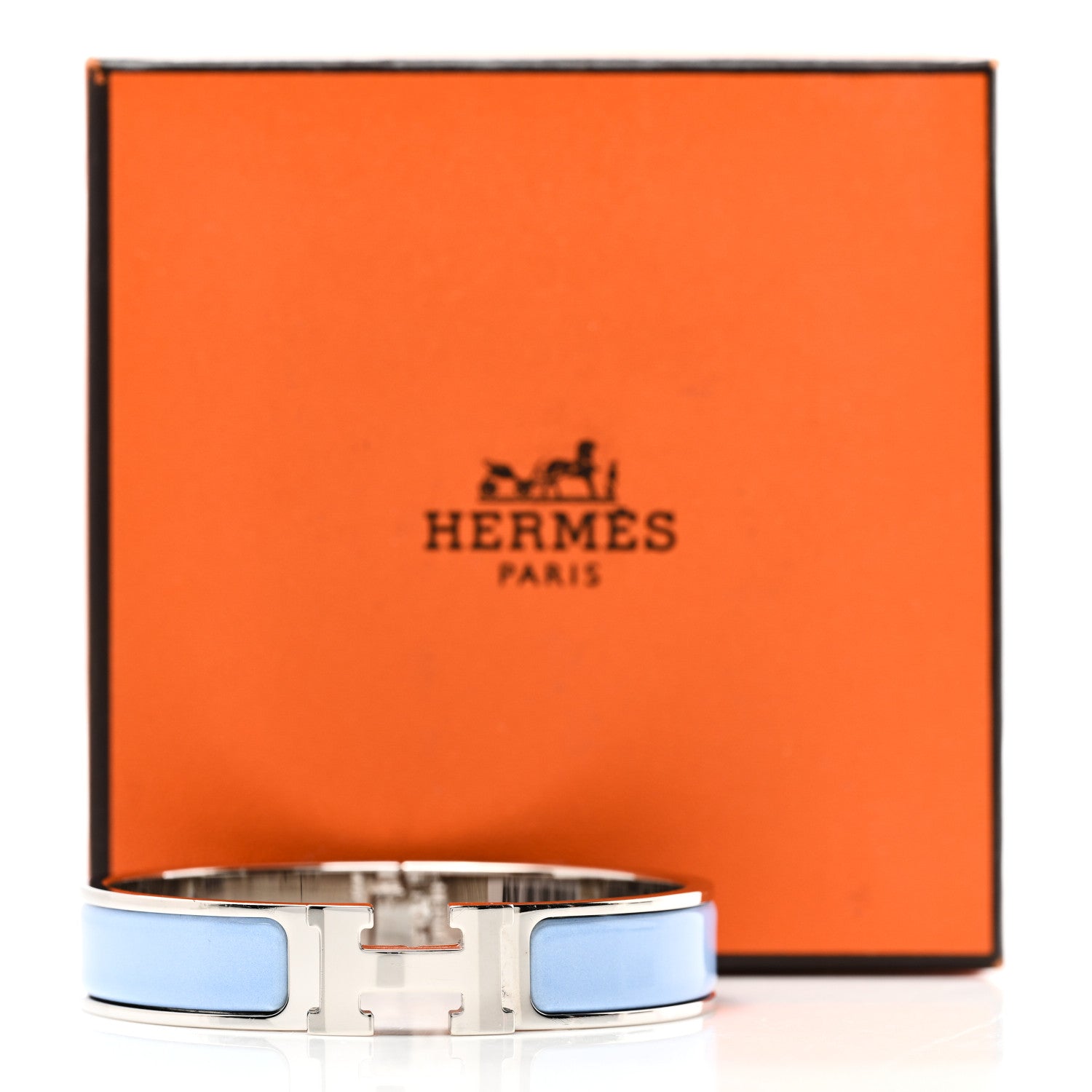 Hermes Enamel Narrow Clic Clac H Bracelet PM Bleu Chemise 5 of 5