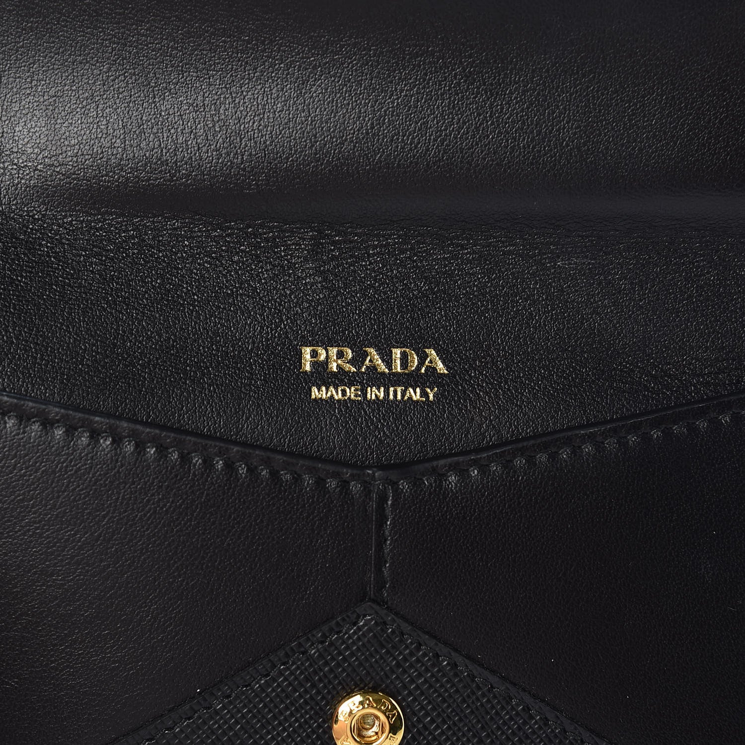 Prada Saffiano Letter Wristlet Wallet Black 6 of 9