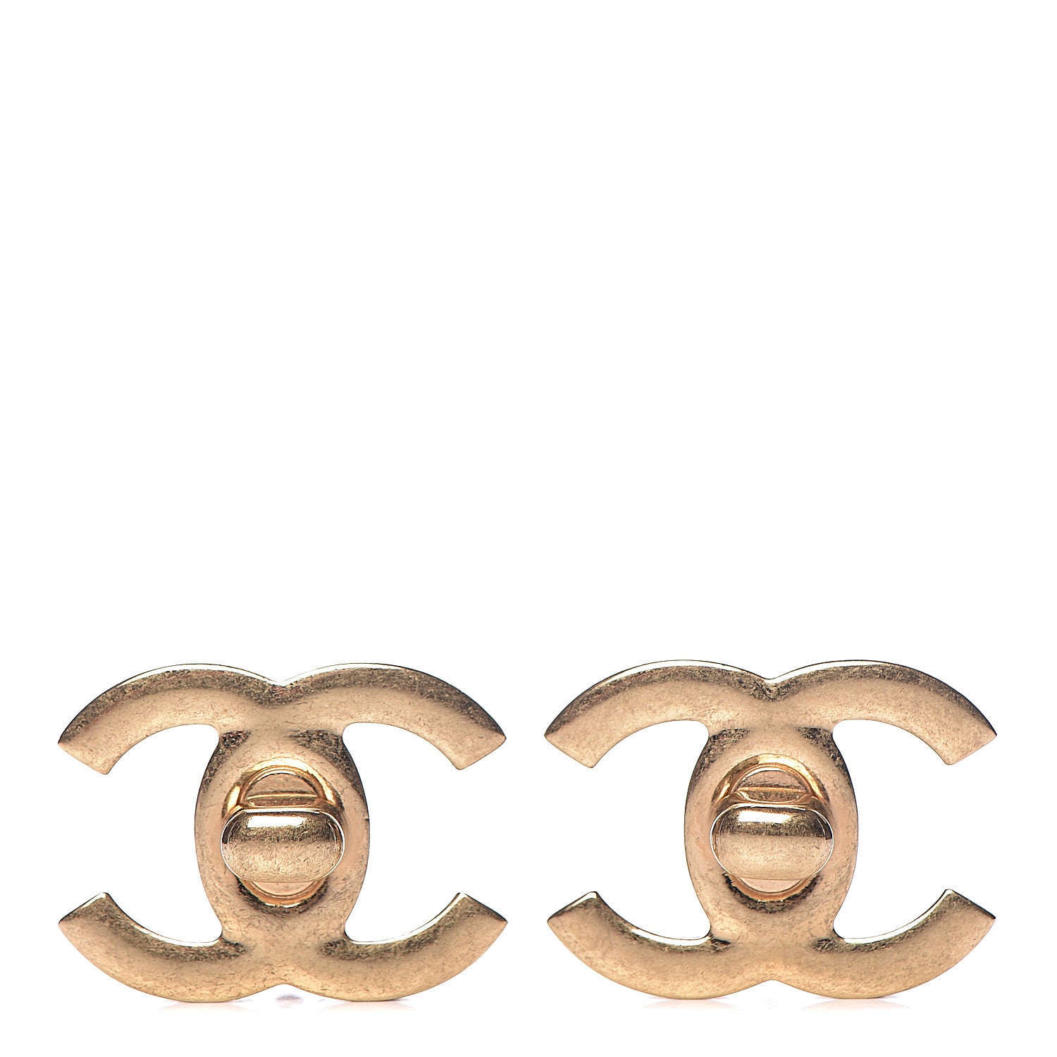 Chanel Metal CC Turnlock Clip On Earrings Gold 1 of 4