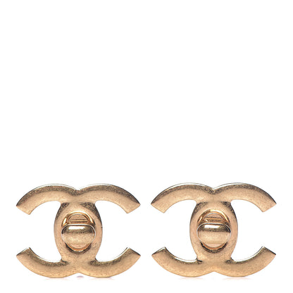 Chanel Metal CC Turnlock Clip On Earrings Gold 1 of 4