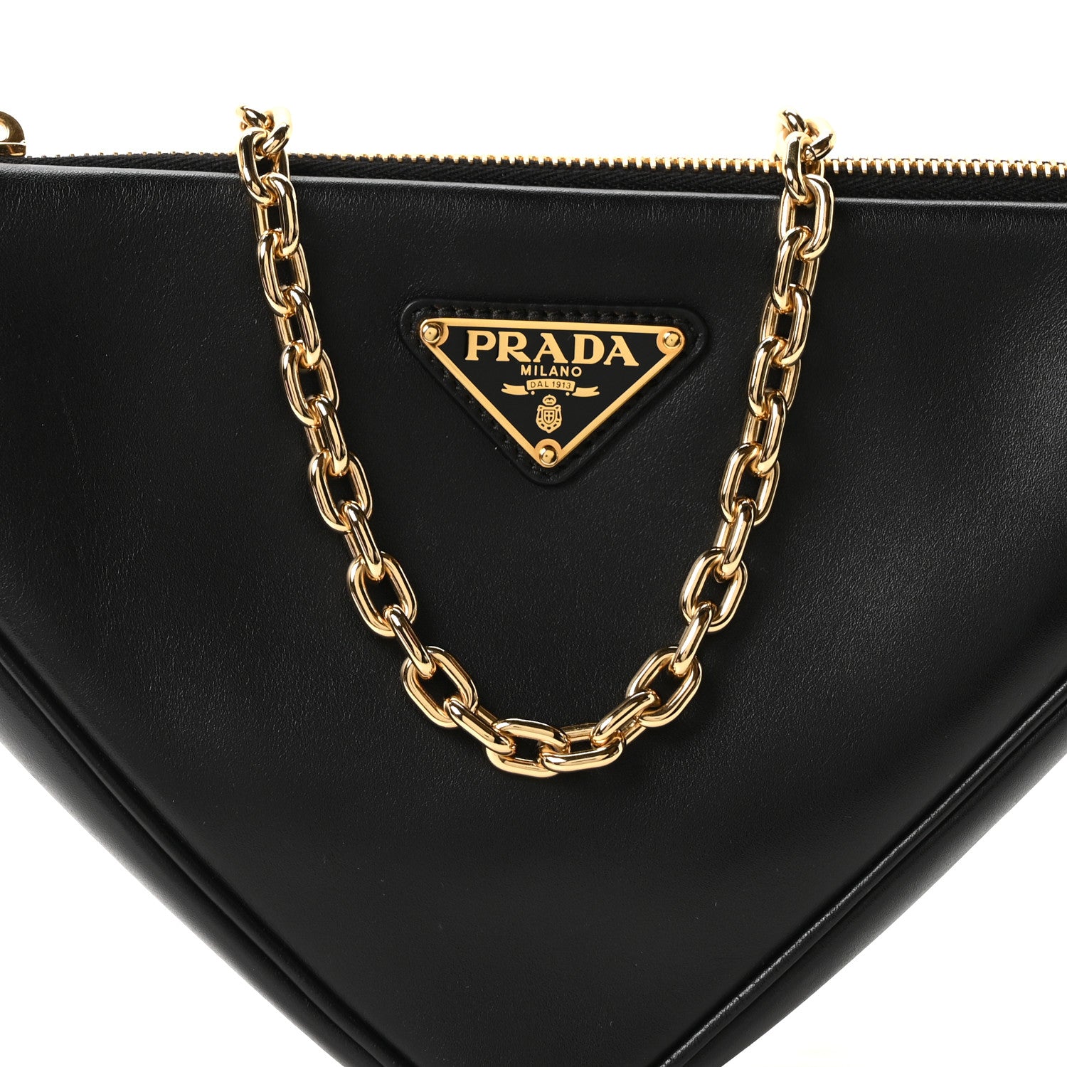 Prada Jacquard Calfskin Triangolo Symbole Embroidered Mini Triangle Double Bag Black Corda 14 of 16