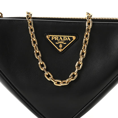 Prada Jacquard Calfskin Triangolo Symbole Embroidered Mini Triangle Double Bag Black Corda 14 of 16