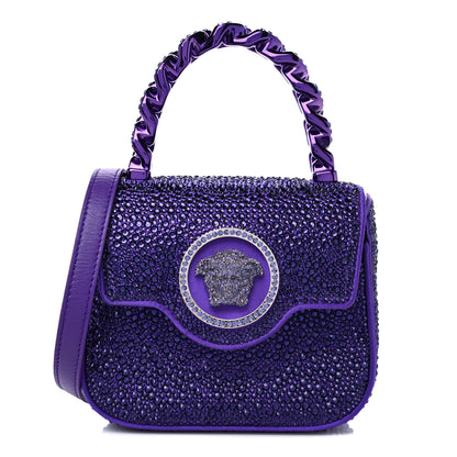 Versace Satin Crystal Studded Mini La Medusa Bag Purple 1 of 10