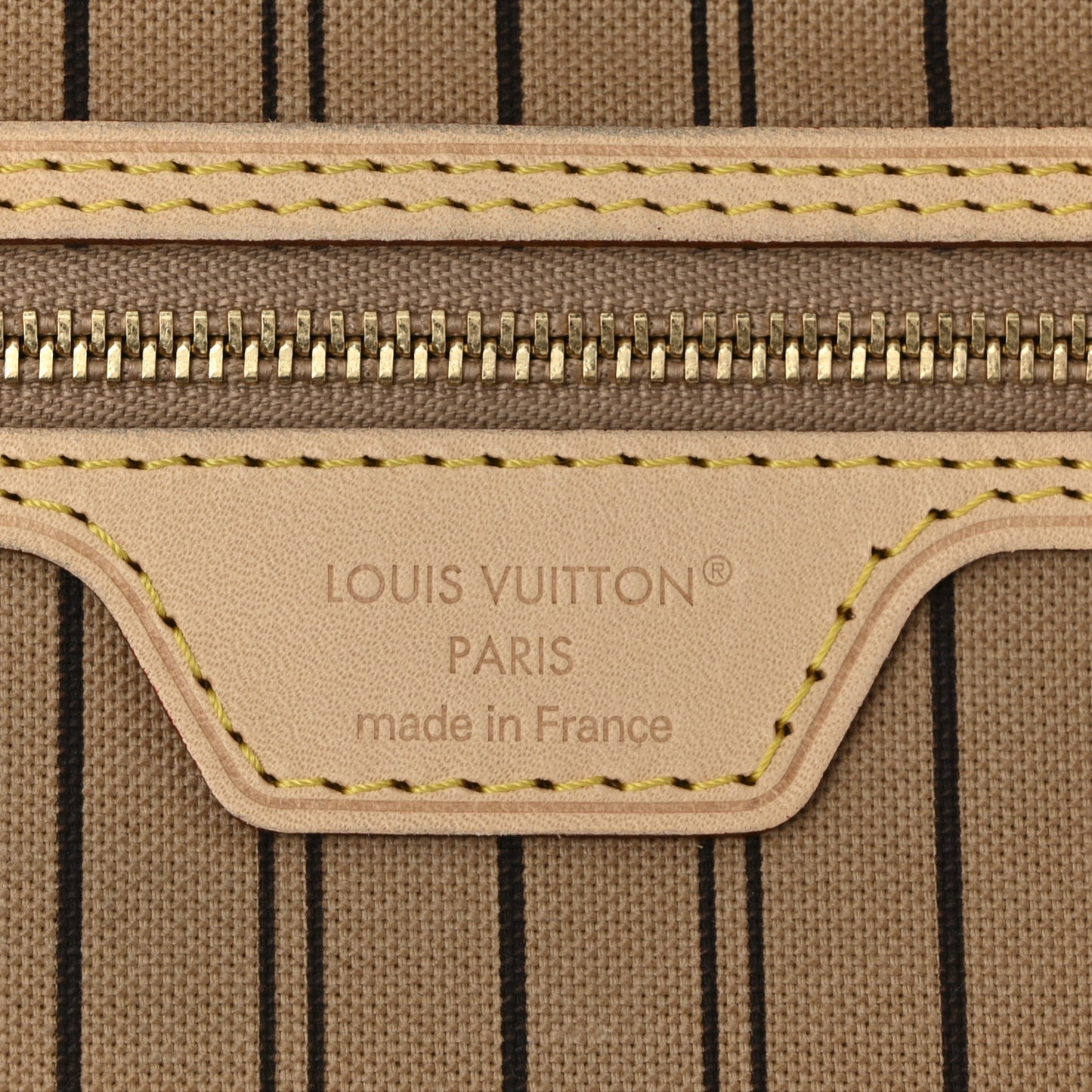 Monogram Stamped Inside Out Neverfull Bandouliere GM Beige