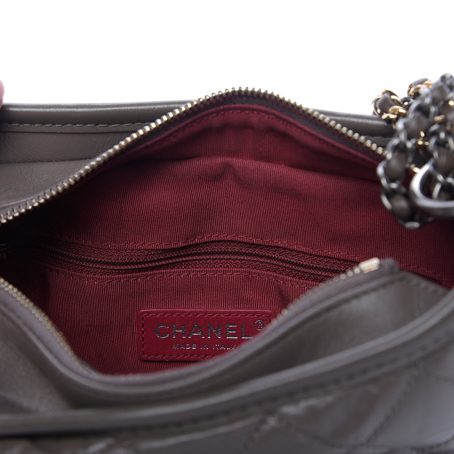 Aged Calfskin Quilted Small Gabrielle Hobo Grey