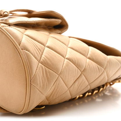 Chanel Lambskin Quilted Backpack Beige 10 of 10