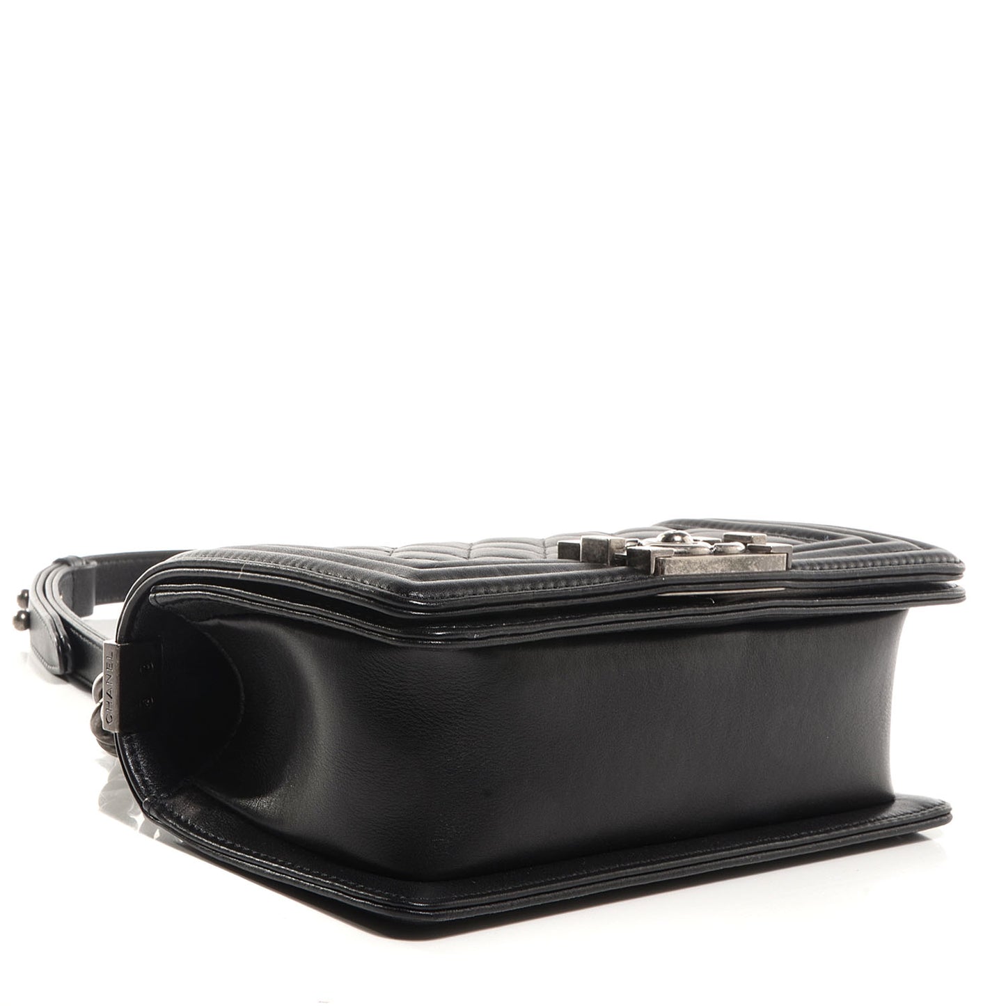 Lambskin Quilted Small Boy Flap Black