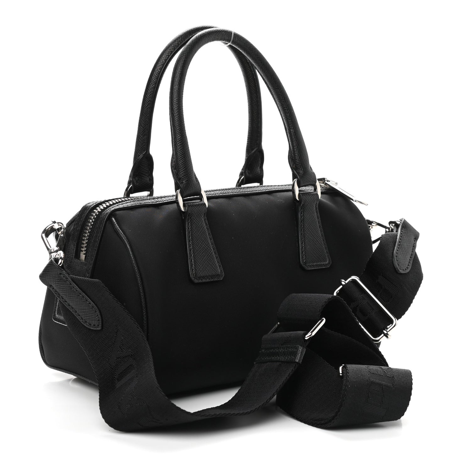Nylon Saffiano Re-Edition 2005 Top Handle Crossbody Bag Black