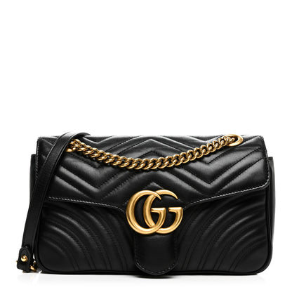 Gucci Calfskin Matelasse Small GG Marmont Shoulder Bag Black 1 of 10