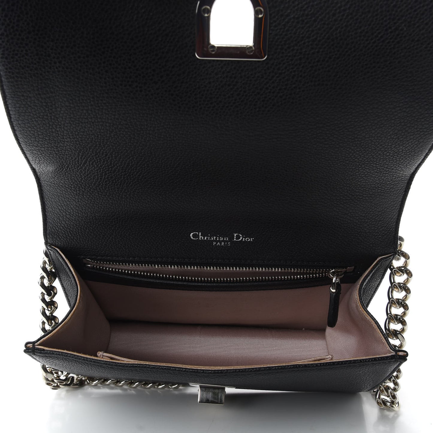 Grained Calfskin Small Diorama Flap Bag Black