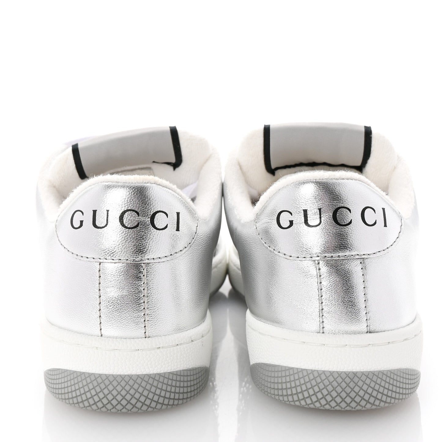 Metallic Nappa Silk Crystals Womens Screener Sneakers 36.5 Silver Light Grey