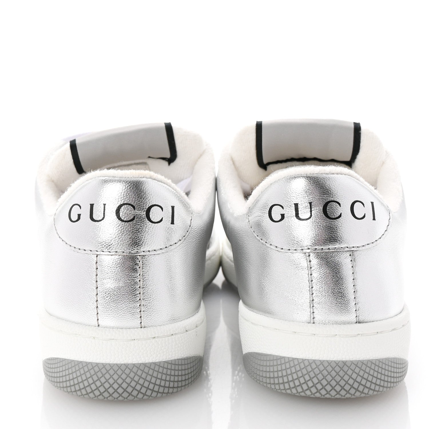 Gucci Metallic Nappa Silk Crystals Womens Screener Sneakers 36.5 Silver Light Grey 6 of 10