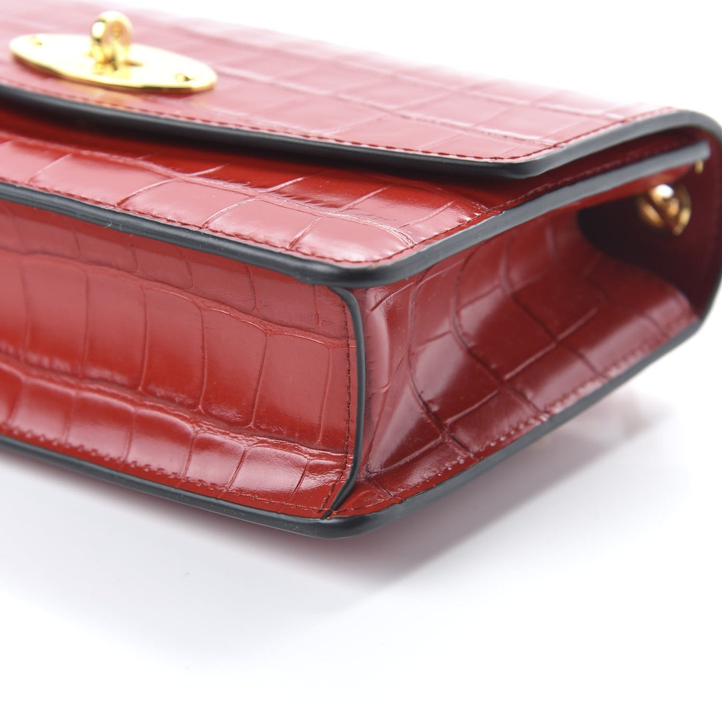 Crocodile Embossed Calfskin Small Darley Red Berry