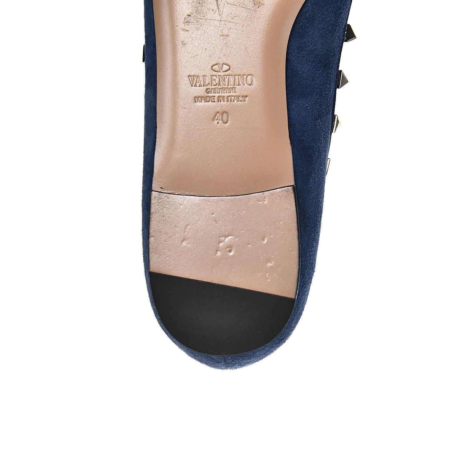 Valentino Garavani Suede Nappa Rockstud Ballerina Flats 40 Marine 9 of 12