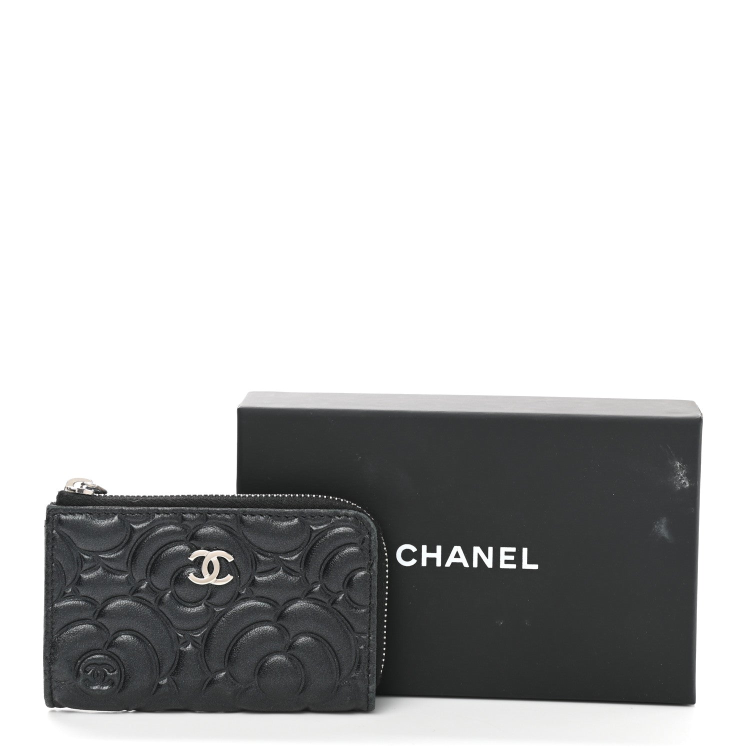 Chanel Lambskin Camellia Embossed Key Holder Case Black 8 of 8