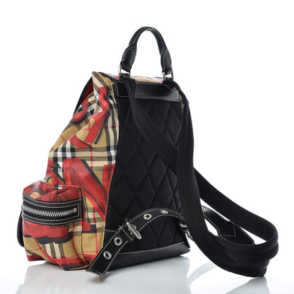 Burberry Vintage Check Graffiti Print Medium Rucksack Backpack Antique Yellow Red 3 of 12