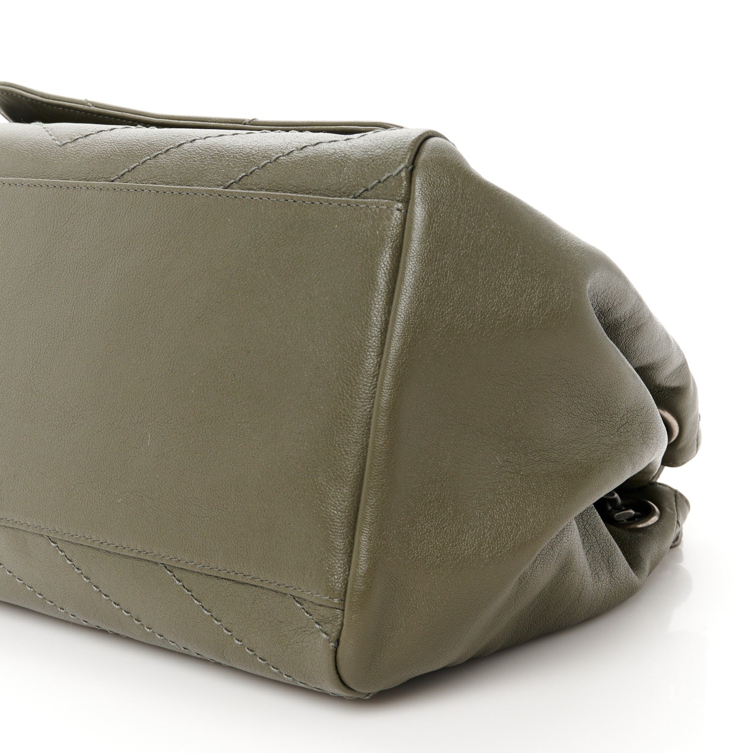 Saint Laurent Vintage Lambskin Chevron Monogram Medium Nolita Military Olive 10 of 10