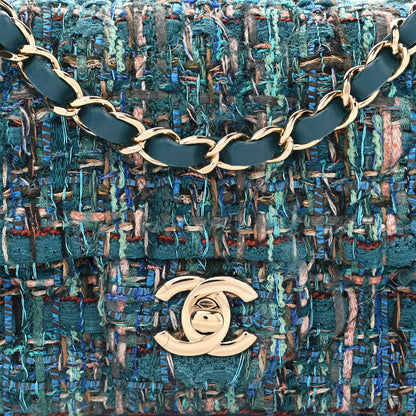 Chanel Tweed Quilted Egyptian Mini Rectangular Flap Turquoise 8 of 11