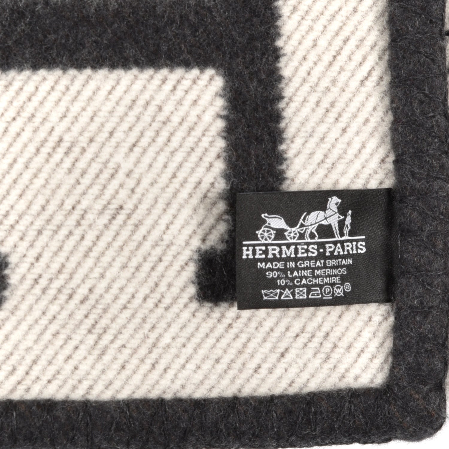 Hermes Wool Cashmere Avalon Blanket Ecru Gris Fonce 3 of 3